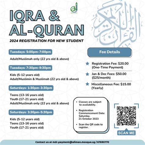 Al-Iman Iqra’ & Al-Quran Registration 2024 | Masjid Al-Iman (Singapore)