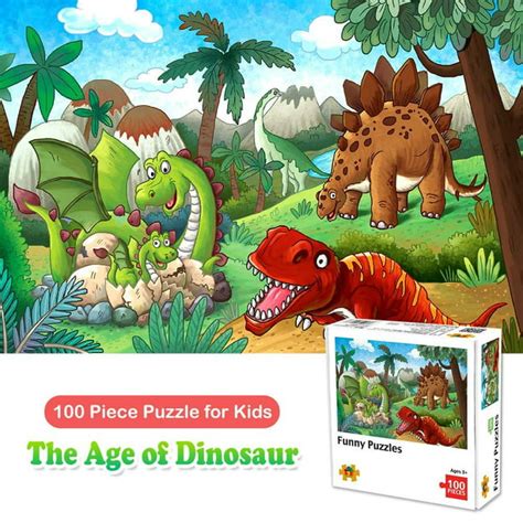 100 Piece Jigsaw Puzzles for Kids Ages 4-8 The Age of Dinosaur, Puzzles for Toddler Children ...