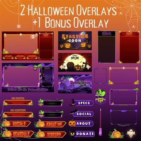 2 Twitch Halloween Overlay: Halloween & Witch Twitch Overlay With Bonus ...