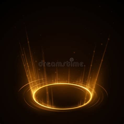 Gold Light Circle with Rays Stock Vector - Illustration of backdrop ...