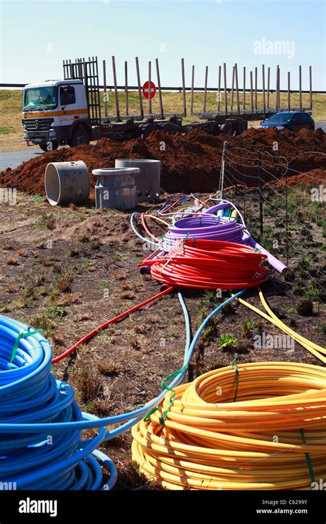 Fibre optic cable being installed alongside the 600km N3 highway ...