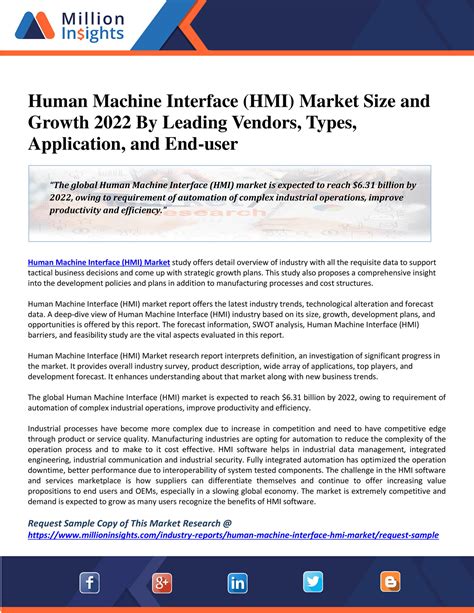 Million Insights - Human Machine Interface (HMI) Market Size and Growth 2022 By Leading Vendors ...