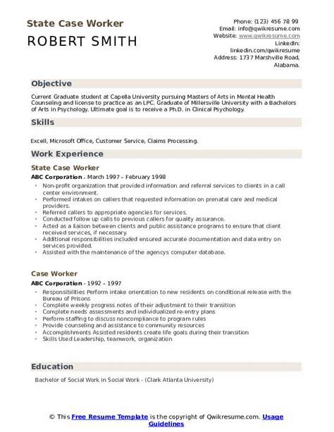 Case Worker Resume Samples | QwikResume