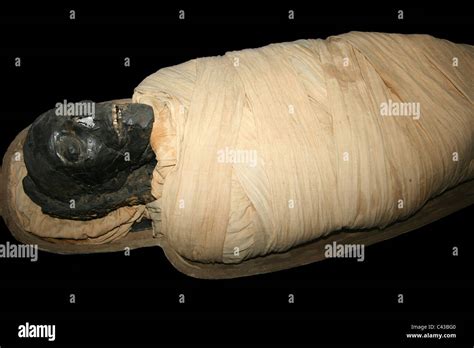 Egyptian Mummy Of Padiamun, Sailor Of The Bark Of Amun, Wrapped In Linen Cloth Stock Photo - Alamy