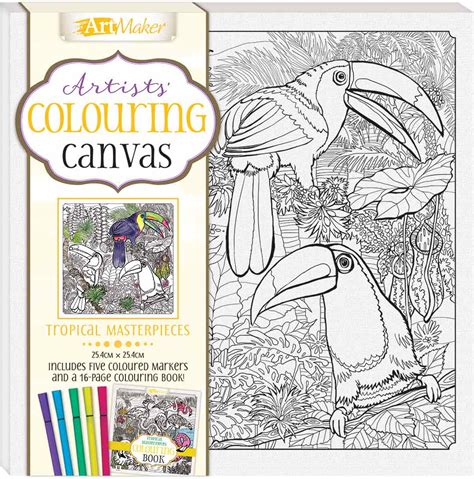 Colouring Canvas: Tropical Masterpieces Book & 5 Markers - Colouring ...