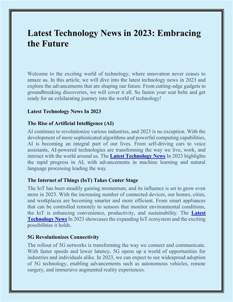 Latest Technology News In 2023: Embracing the Future by Techtumor - Issuu