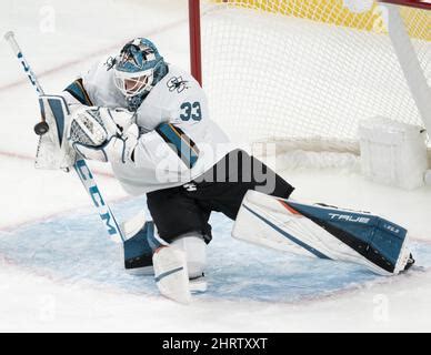 San Jose Sharks goaltender Adin Hill during an NHL hockey game against ...