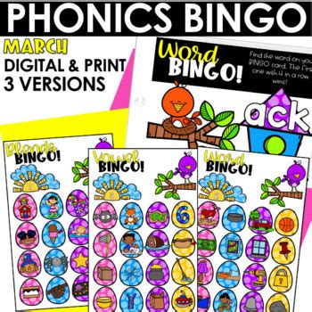 Phonics Bingo Digital and Print | MARCH by Deedee Wills | TpT