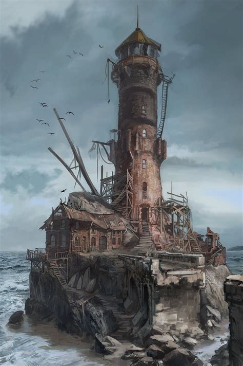 Abandoned Lighthouse by Victoriya Anda | Fantasy landscape, Lighthouse ...