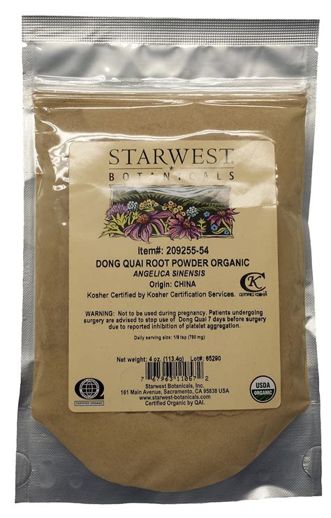 Starwest Botanicals Organic Dong Quai Root Powder - 4 oz | Pure and Natural