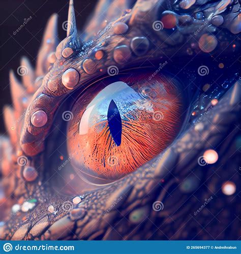 Close Up Illustration of Highly Detailed Colourful Dragon Eye. AI ...