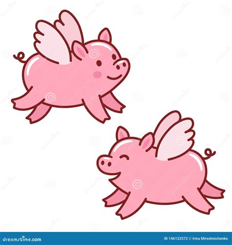 Cute Flying Pigs Vector Illustration | CartoonDealer.com #146122572