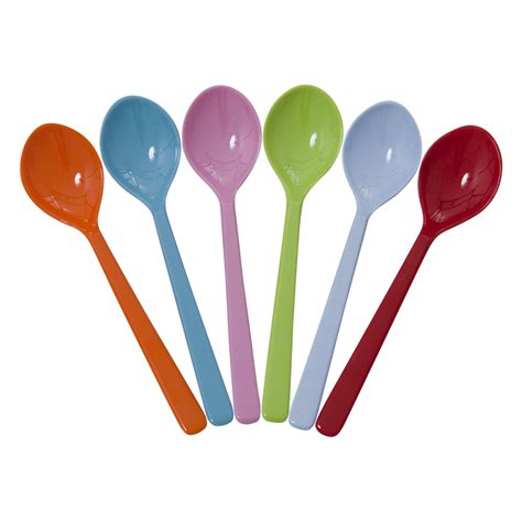 Set of 6 Bright Coloured Melamine Spoons Rice DK - Vibrant Home