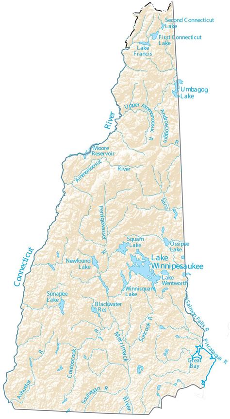 New Hampshire Lakes and Rivers Map - GIS Geography