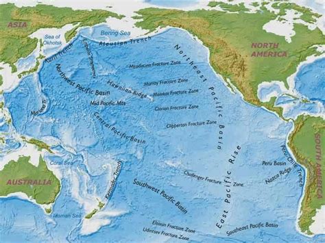 North-East Pacific Fracture Zones, North to South: Mendocino Fracture Zone, Murray Fracture Zone ...