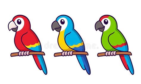 Cute cartoon macaw parrots drawing set. Cute cartoon macaw parrots ...