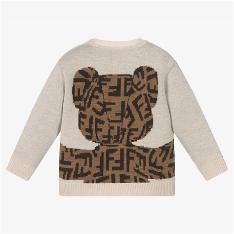 Fendi - Baby Beige Wool FF Bear Sweater | Childrensalon