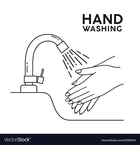 Water tap hand washing symbol black and white Vector Image