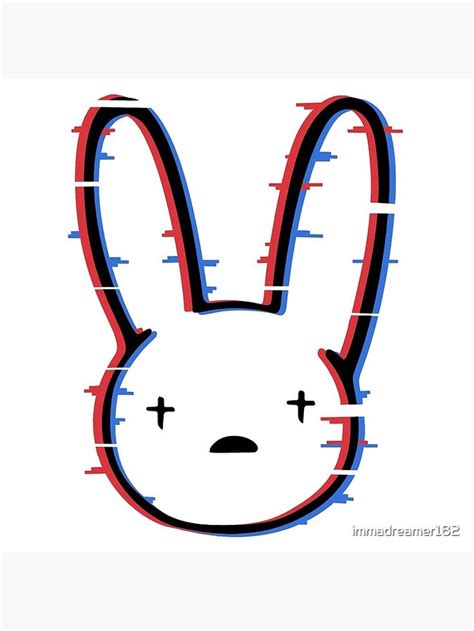 an image of a rabbit face with red, white and blue lines