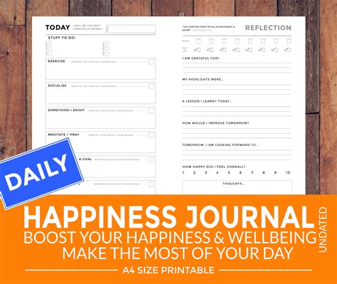 Printable Daily Happiness Journal - Etsy