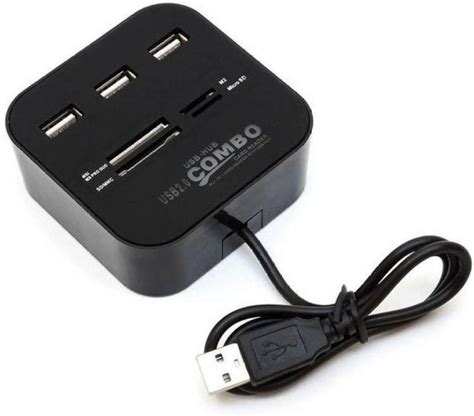 All In One Multi-card Reader,LED With 3 Ports USB Hub Combo - Black - NEXTmart Store