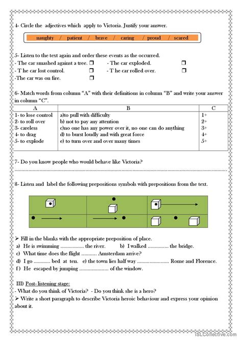 A Narrow Escape: English ESL worksheets pdf & doc