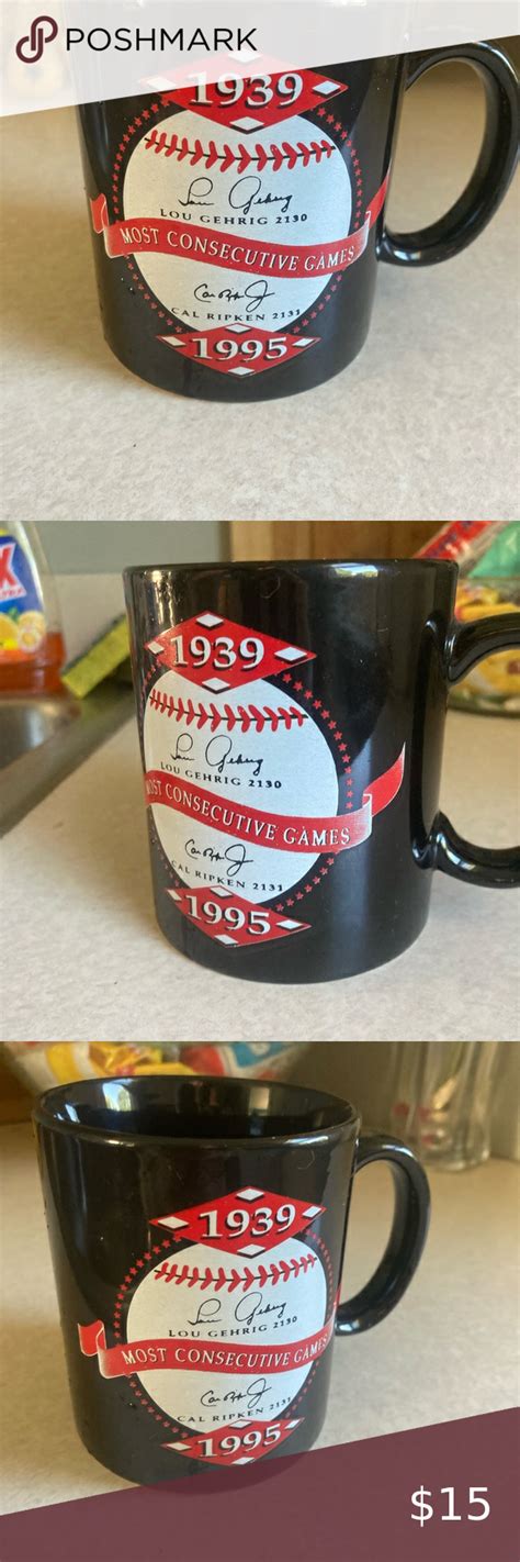 Vintage Lou Gehrig and Cal Ripken Jr most consecutive games played coffee cup | Cal ripken jr ...