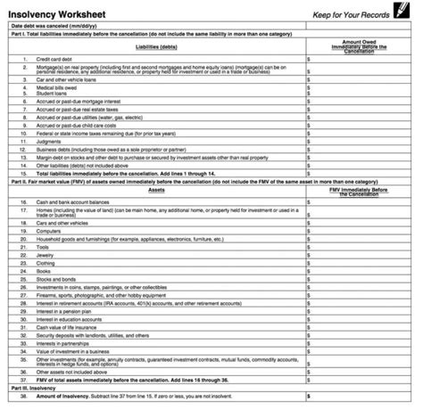 Form 982 Insolvency Worksheet — db-excel.com