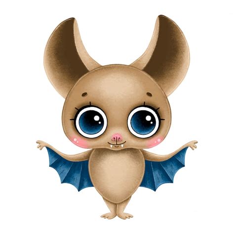 Premium Vector | Cute cartoon brown bat with big eyes