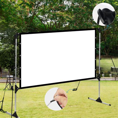 Outdoor Indoor Projector Screen with Stand 100 Inch Portable Projector ...