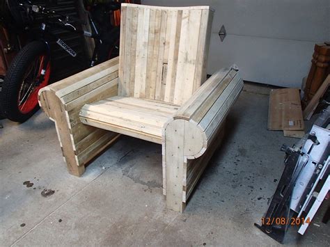 wooden garage chair made out of skid wood. | Outdoor chairs, Wooden ...