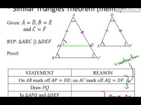 Proof of Similar Triangles Theorem - YouTube