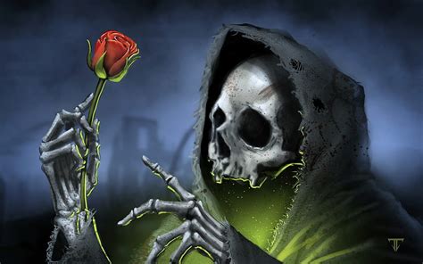 Grim Reaper, Death, Rose, Red, Digital art / and Mobile Background, Grim Reaper Art HD wallpaper ...