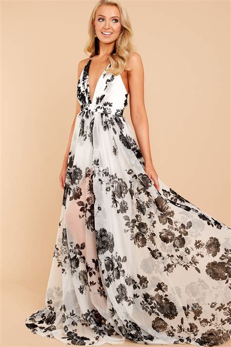 Gorgeous Gal White And Black Floral Maxi Dress | Floral dress formal, Dresses, Floral maxi dress