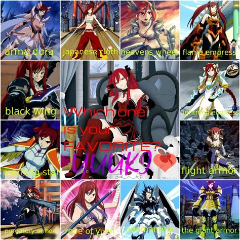 Erza Scarlet Armor List She also served as the guild s 7th guild master during makarov s absence ...