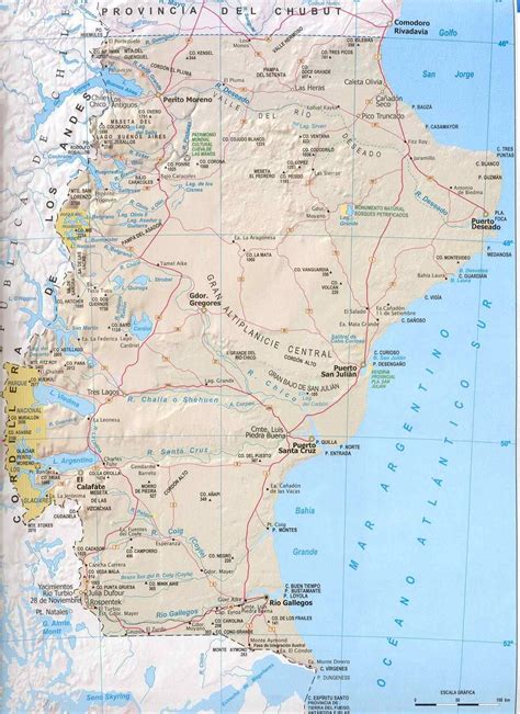 Santa Cruz Province Map, Argentina