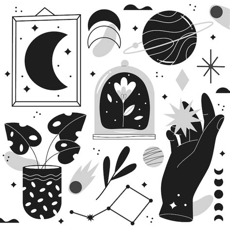 Premium Vector | Hand drawn colorless illustrations