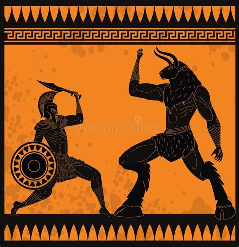 Theseus and the Minotaur stock vector. Illustration of thesius - 2340949