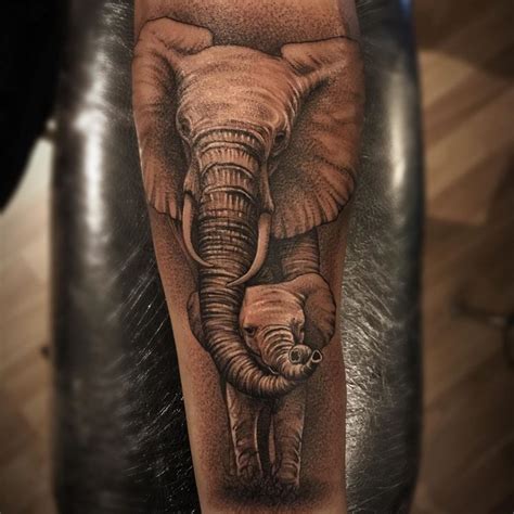 Mother and Baby Elephant Tattoo