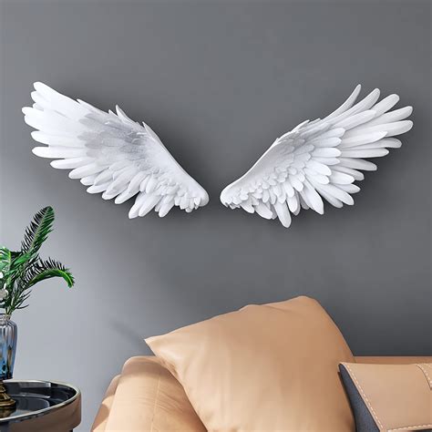 Buy SUN RDPP White Angel Wings Art Sculpture, 3D Wall Art Decor, A Pair of Large Angel Wings ...