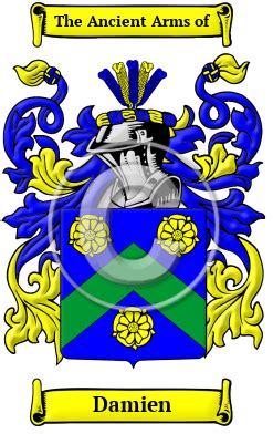 Damien Name Meaning, Family History, Family Crest & Coats of Arms