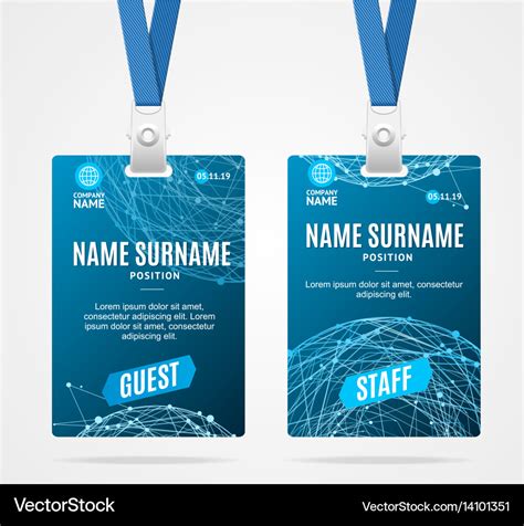 Id card template plastic badge Royalty Free Vector Image