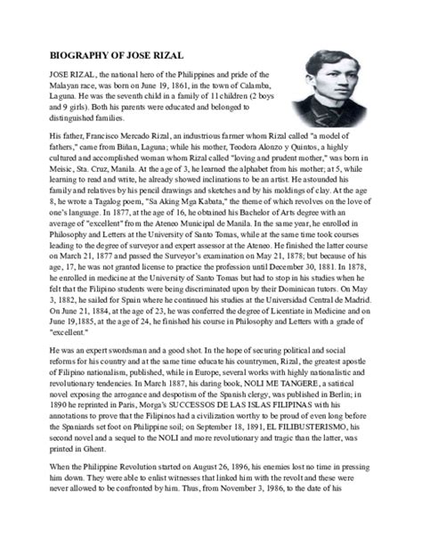 (DOC) BIOGRAPHY OF JOSE RIZAL | Thea Claire - Academia.edu