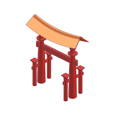 Japanese gate isolated on white. Landmark of Japan. Isometric vector ...