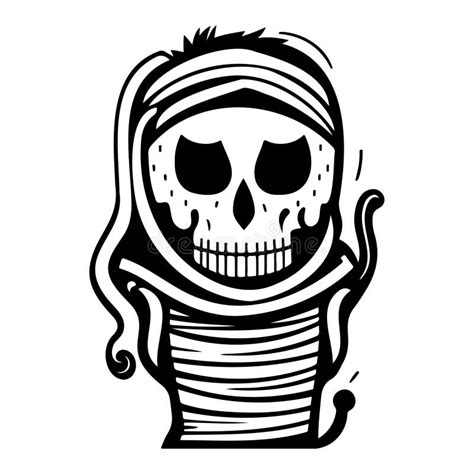 Halloween Mummy Scary Illustration Sketch Hand Draw Stock Vector - Illustration of creepy ...