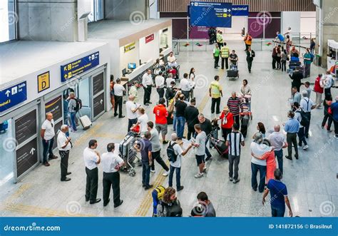 Busy International Arrivals Hall at Galeao Rio De Janeiro International ...