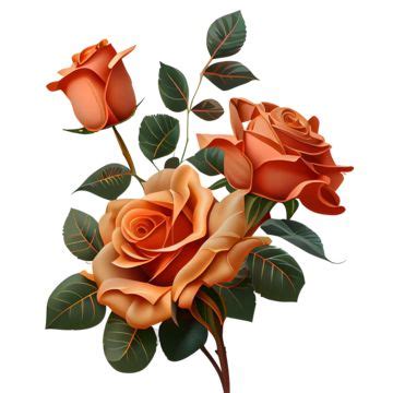 Hand Drawn Orange Color Roses, Roses, Orange, Flowers PNG Transparent Clipart Image and PSD File ...