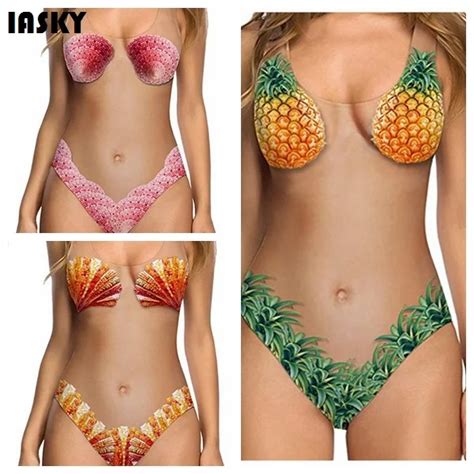 IASKY 2018 New skin color Print Fruit One Piece Swimsuit Women Sexy Bathing Suit Summer Swimwear ...