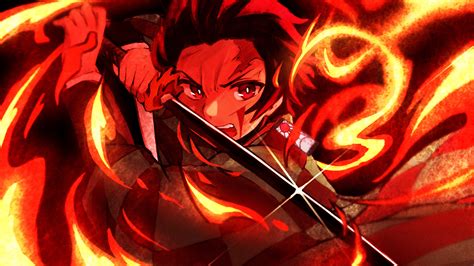 demon slayer tanjiro kamado with sharp sword on fire hd anime-HD Wallpapers | HD Wallpapers | ID ...