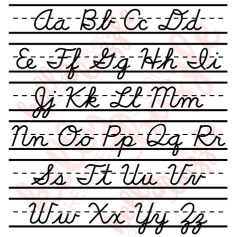 Alphabet Cursive Letters Chart SVG File for Cricut, Silhouette ABC ...